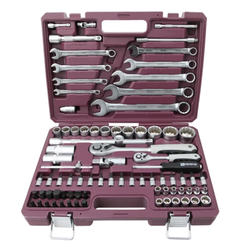 Набор инструмента универсальный Thorvik TS082/12 054008, 1/4", 1/2"DR с головками торцевыми 12-гранными, 82 предмета в Муроме