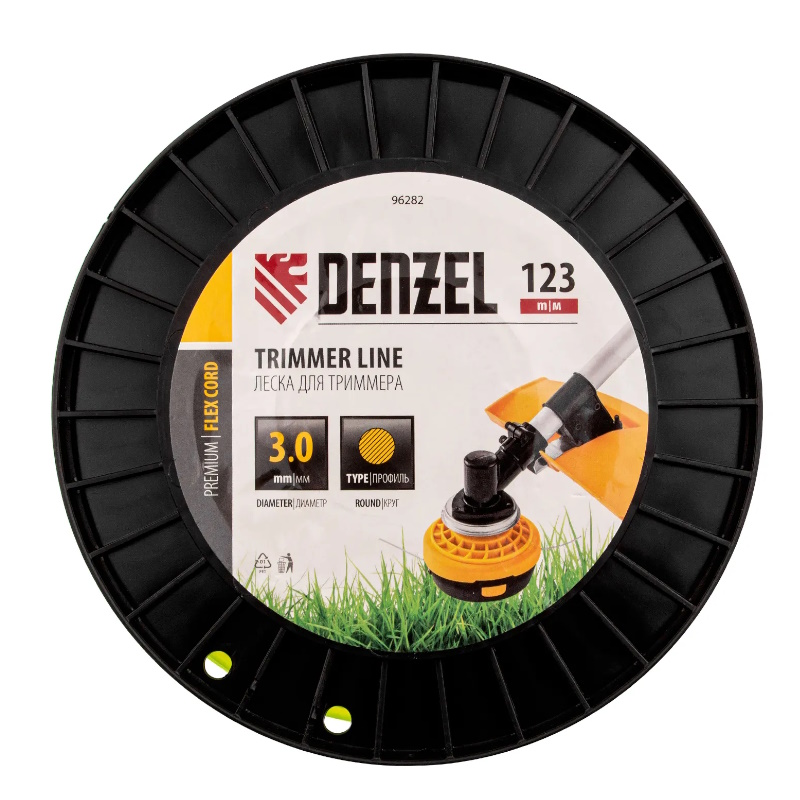 Леска для триммера Denzel FLEX CORD 96282, круглая, 3,0мм х 123м, на DIN катушке в Костроме
