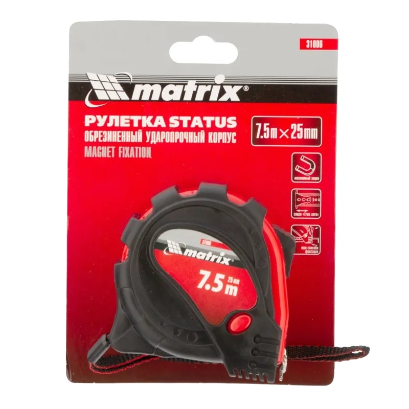 Рулетка Matrix Status magnet 3 fixations 31006, 7,5м х 25мм в Нижнем Новгороде
