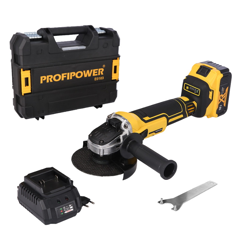 Аккумуляторная угловая шлифовальная машина ProfiPower DWDGA-18V E0103, Li-ion-1шт, 4.0Ач, З.У., кейс