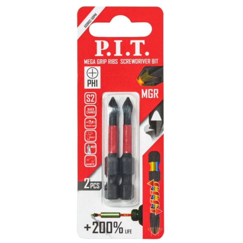 Бита ударная P.I.T. ASDR02-50PH1, PH1x50 мм, 2 шт в уп.