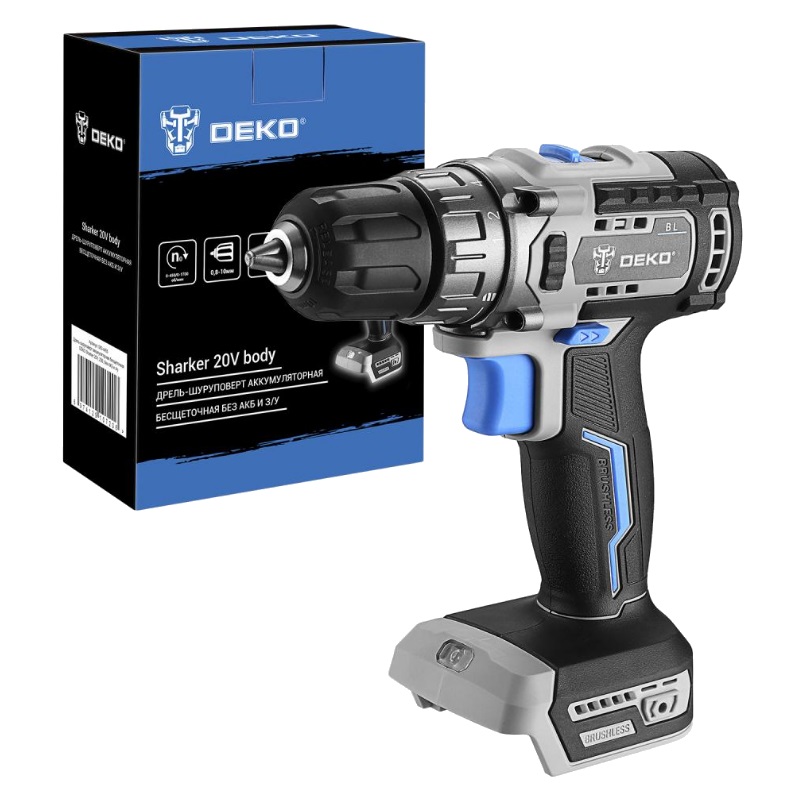 Дрель-шуруповерт аккумуляторная бесщеточная Deko Sharker 20V 063-4455 (без АКБ и з/у) в Переславле