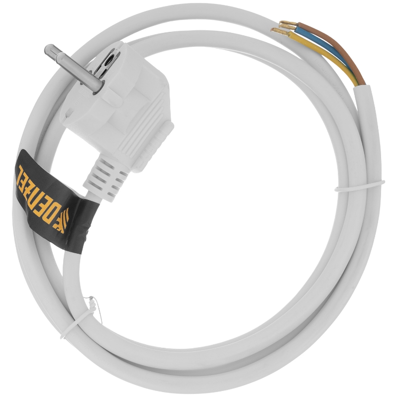 Шнур сетевой Denzel Energy Series 37662, ПВС, 1,5 м, 3х1 мм, с неразборной вилкой, белый в Ярославле
