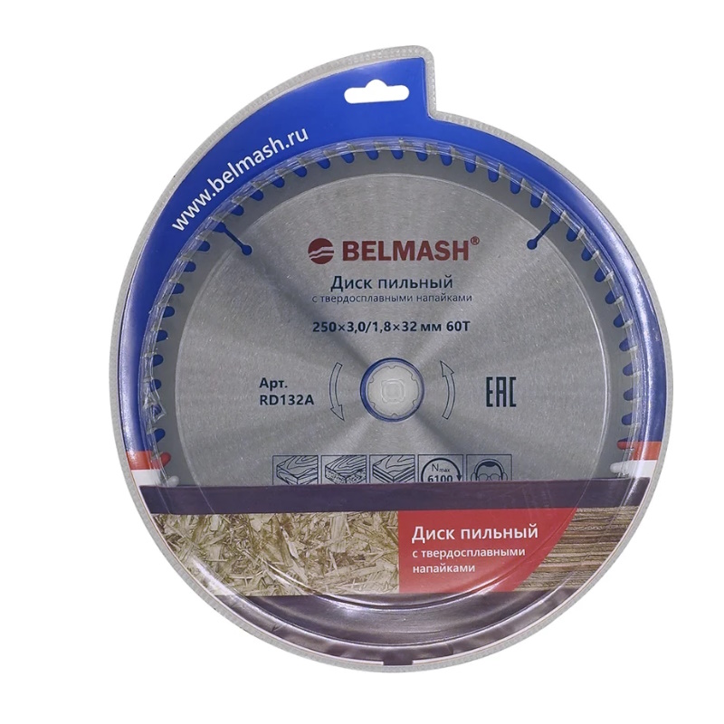 Диск пильный Belmash 60T, 250x3/1,8x32/30