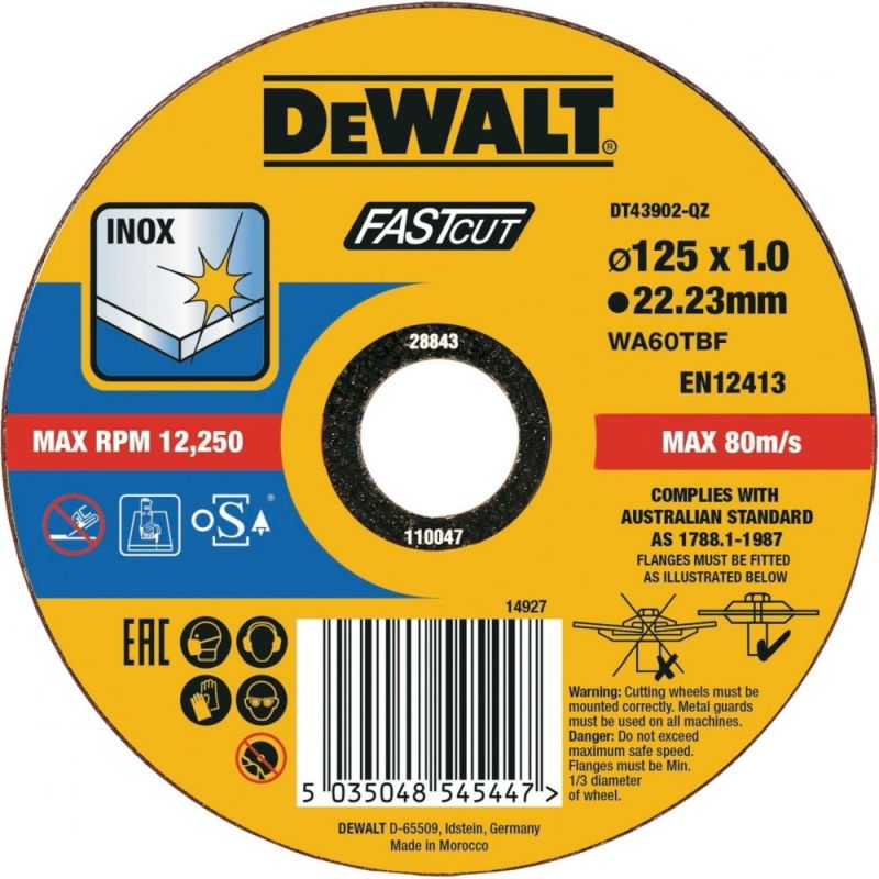 Круг отрезной абразивный DeWalt DT43902-QZ, быстрый рез,125x22.2x1 мм в Муроме