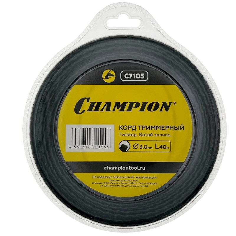 Корд триммерный Champion Ellipse Twist C7103 3,0мм*40м (витой эллипс)+нож в Муроме