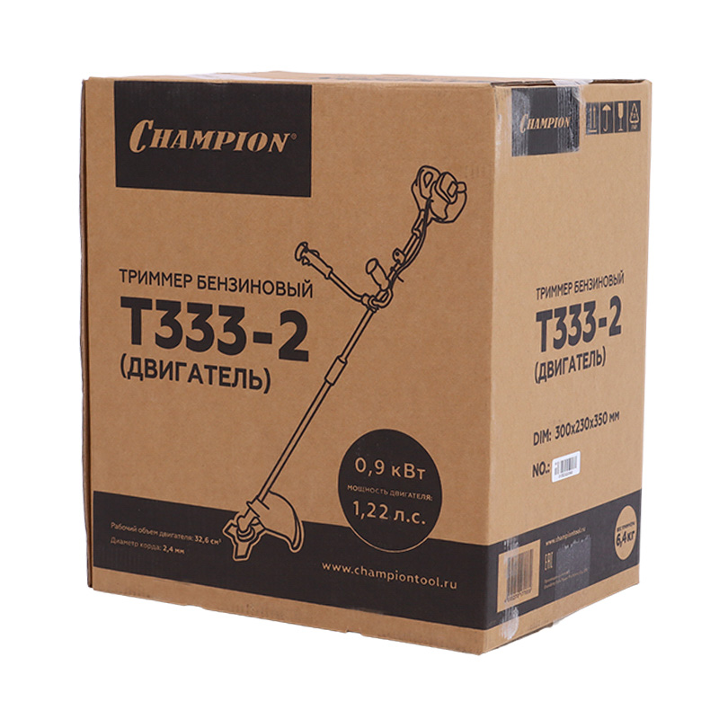 Двухтактный бензиновый триммер Champion T333-2 (0.9 кВт, леска + нож, складной) в Рыбинске