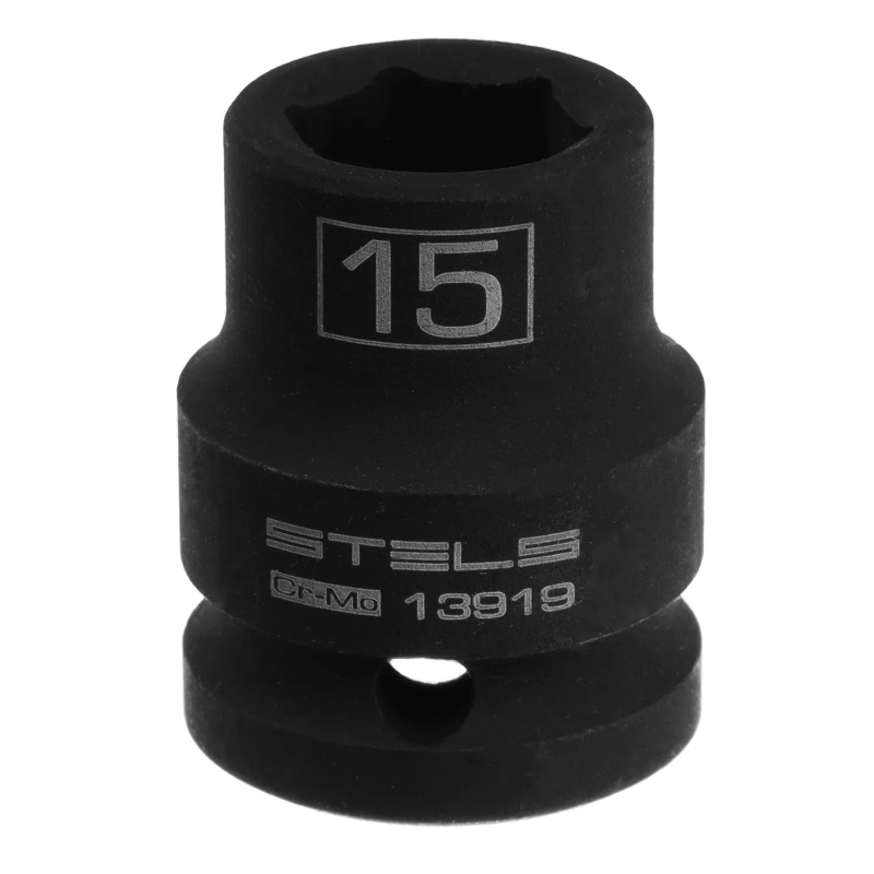 Головка ударная шестигранная Stels 13919, 15 мм, 1/2", CrMo в Вологде