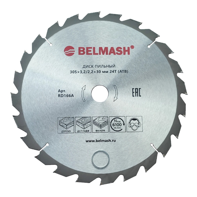 Диск пильный Belmash RD166A, 305x3,2/2,2x30, 24T