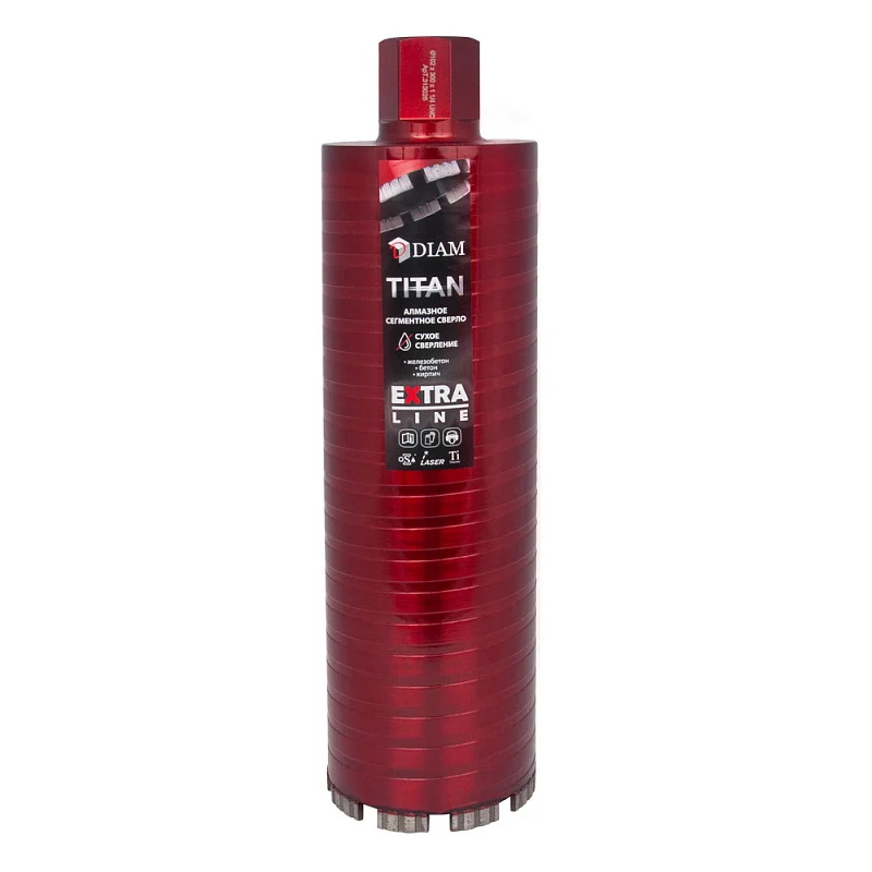 Сверло алмазное сегментное сухое Diam Extra Line Titan 313033, 62x450х4x1,1/4UNC (арм. бетон) в Вологде