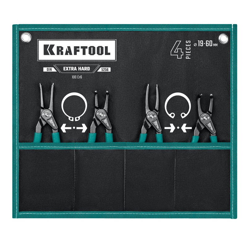 Набор съемников стопорных колец Kraftool 22812-H4, 4 шт., 180 мм в Вологде