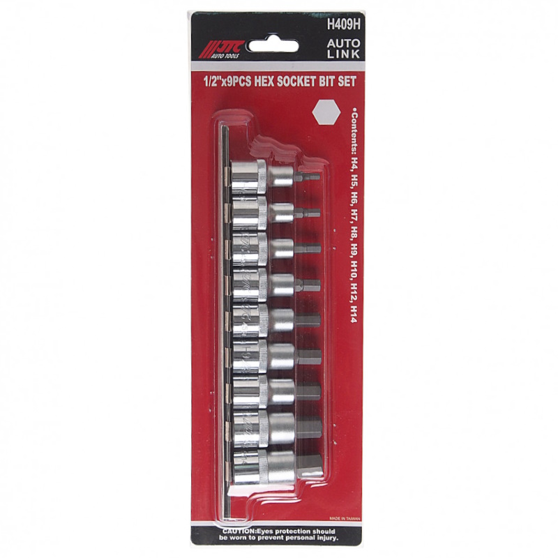 Набор бит-головок JTC H409H, 1/2", HEX H4-H14, 9 предметов в Ярославле