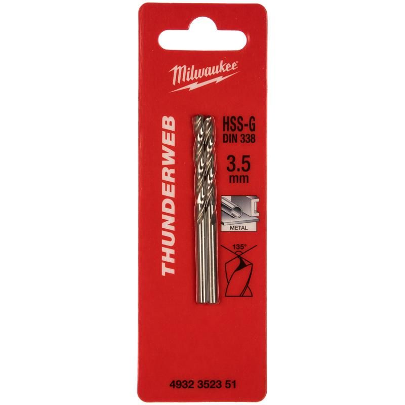Сверло по металлу Milwaukee Thunderweb 4932352351, HSS-G, 3.5x70, 2 шт.