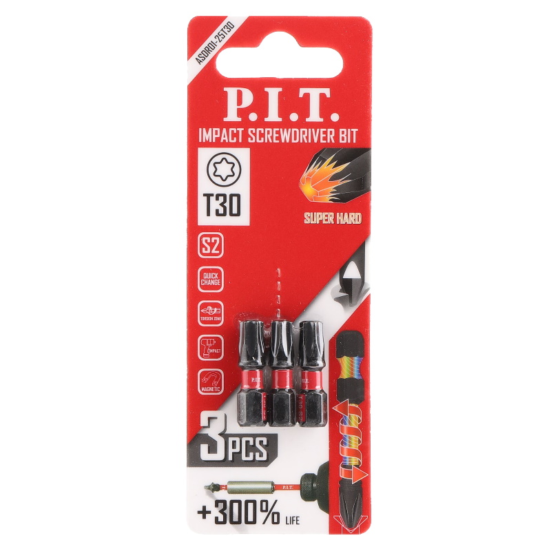 Биты ударные P.I.T. ASDR01-25T30, T30x25 мм, 3 шт. в Переславле