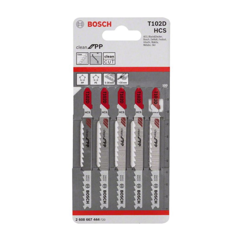 Пилки для лобзика BOSCH T 102 D CleanPP 5шт. 2.608.667.444 в Твери