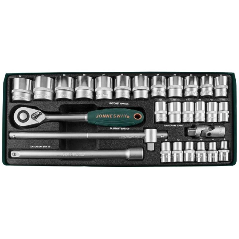 Набор головок торцевых Jonnesway S04H4728S 1/2"DR 8-34 мм, 28 предметов в Угличе