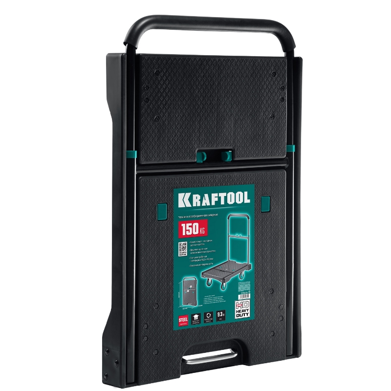Платформенная тележка до 150 кг Kraftool 38780-150, платформа 68.0 х 49.5 см, складная рукоятка, складные колеса d 10 см, вес - 9.3 кг в Череповце