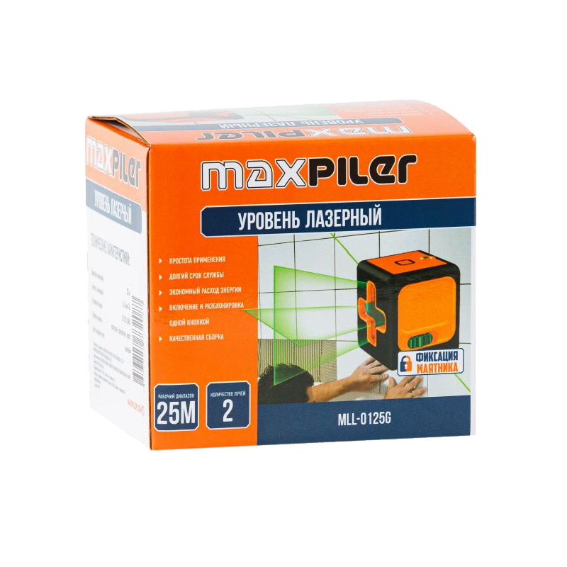 Уровень лазерный Maxpiler MLL-0125G (25 м, зеленый, 2 луча, резьба 1/4") в Туле