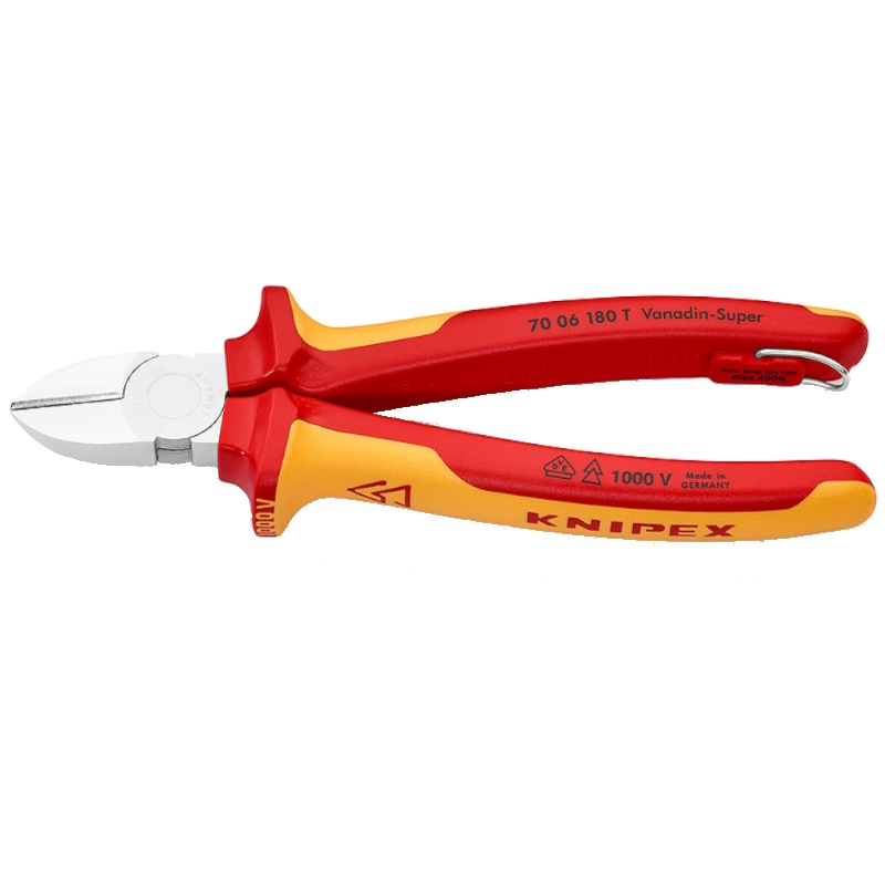 Бокорезы Knipex KN-7006180T, VDE, 180 мм, хром, 2-компонентые диэлектрические ручки, проушина для страховки в Кинешме