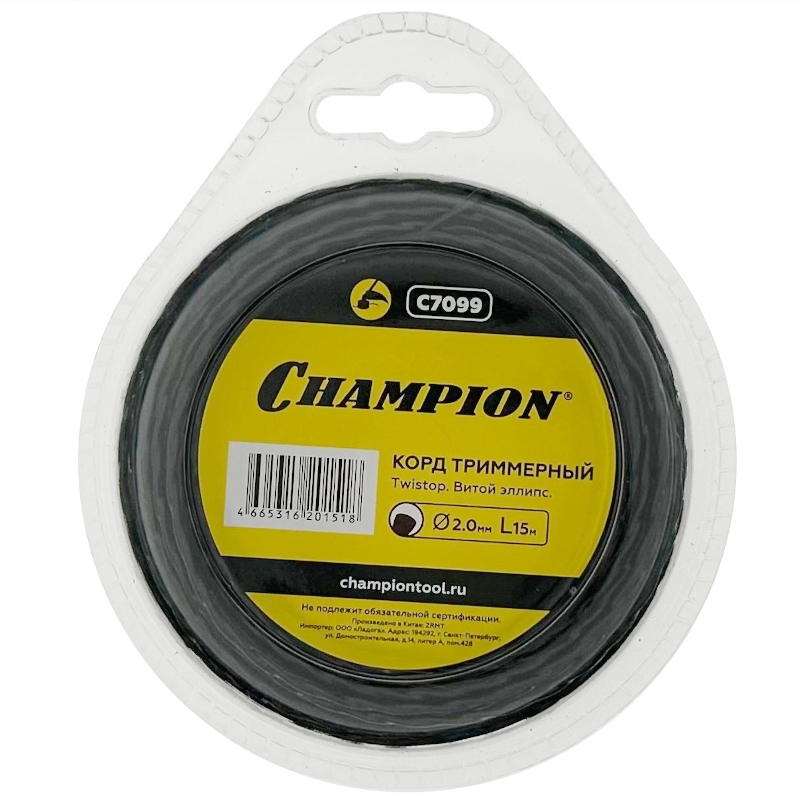 Корд триммерный Champion Ellipse Twist C7099 2,0мм*15м (витой эллипс) в Кинешме