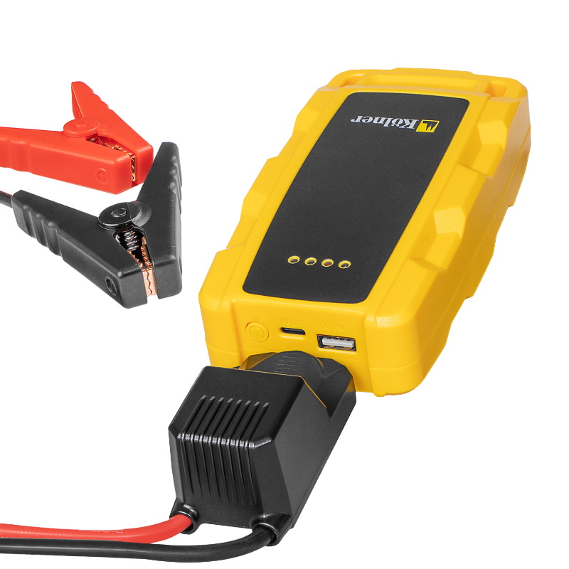 Аккумуляторное пуско-зарядное устройство Kolner KBJS 400/8, 400А, 12В, Li-lon 8Ач, USB-C 5В(1А), фонарь (пуск.кабель), 4610092016375