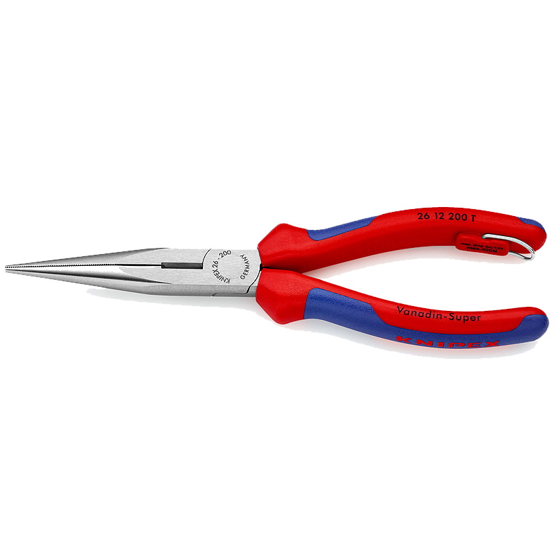 Длинногубцы Knipex KN-2612200TBK с режущими кромками 200 мм фосфатированные двухкомпонентные ручки проушина для страховки 7280₽