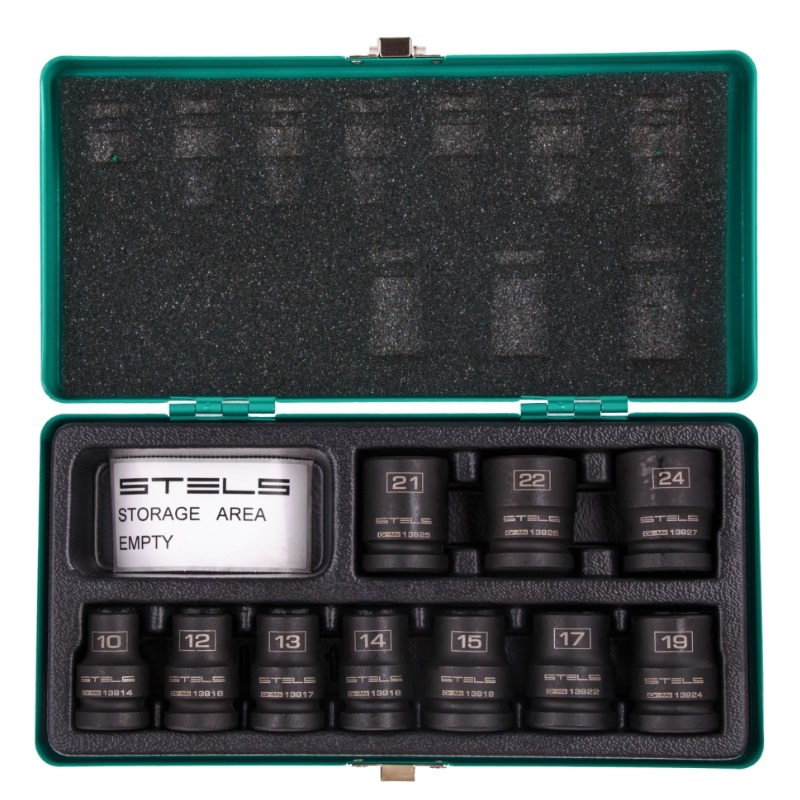 Набор шестигранных ударных торцевых головок 1/2" Stels 13997 10-24 мм 10 шт.
