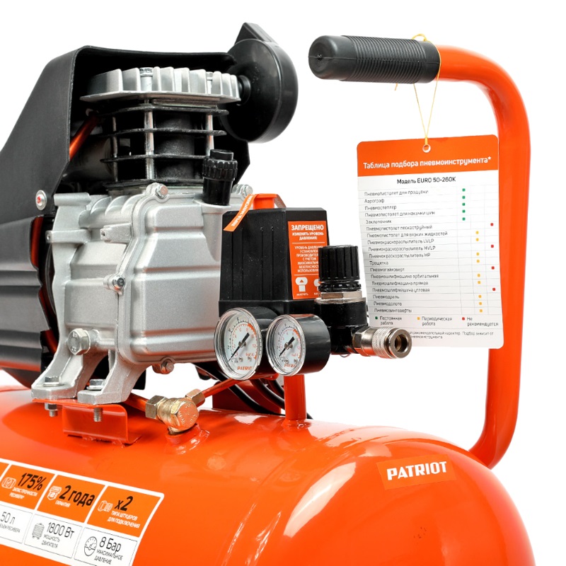 Компрессор Patriot Euro 50-260K 525306316 + набор пневмоинструмента Kit 5В