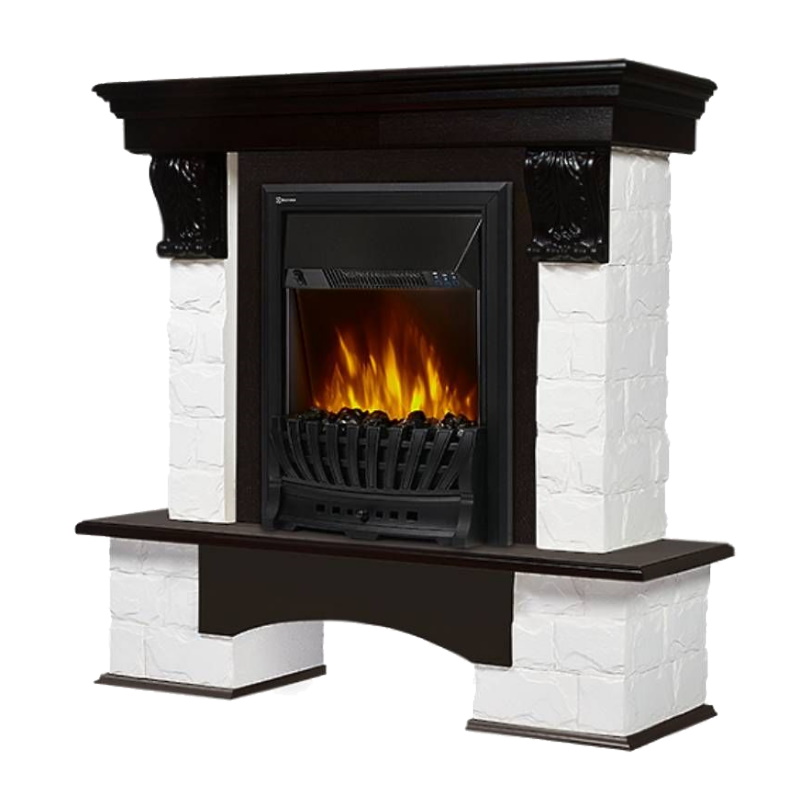 Портал Firelight Forte Classic НС-1143554, камень белый, шпон темный дуб в Рыбинске