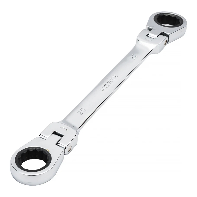 Ключ накидной двусторонний Hortz 118764 20х22 мм трещоточный шарнирный хром 1291₽