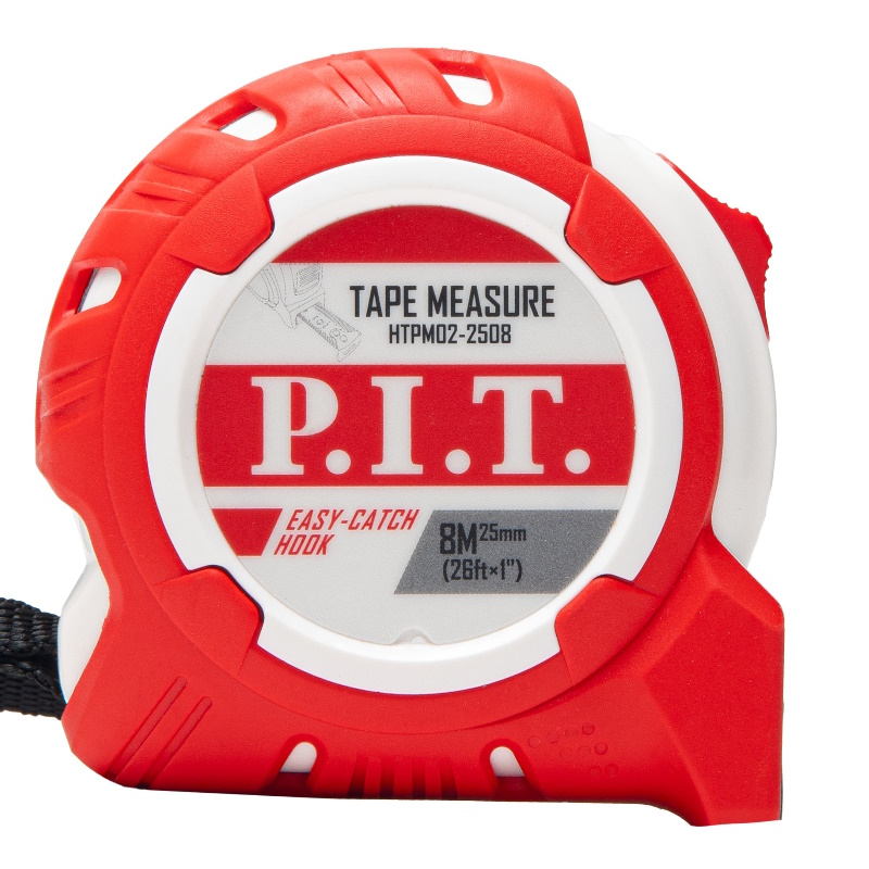 Рулетка с фиксатором P.I.T. HTPM02-2508, 8 м x 25 мм, ABS+TPR в Ярославле