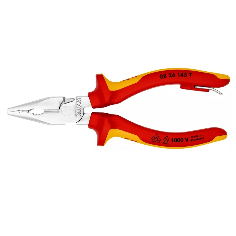 Плоскогубцы комбинированные остроконечные с удлинёнными губками Knipex KN-0826145T, VDE, 145 мм, хром, 2-комп ручки в Ярославле