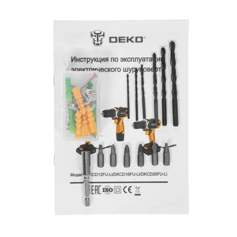 Аккумуляторная дрель-шуруповерт Deko DKCD12FU-Li Advanced 063-4132, в кейсе, набор 63 инструмента для дома, 12 В, 2х2.0 Ач в Рыбинске