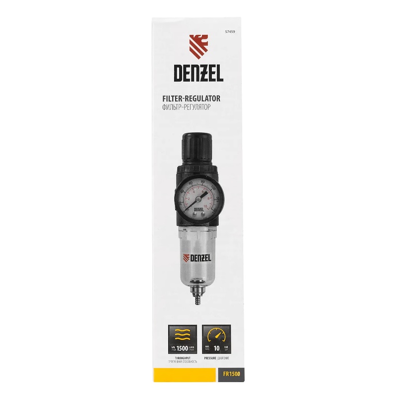 Фильтр-регулятор Denzel FR1500 57459 (10 бар,1/4", 1500 л/мин) в Твери