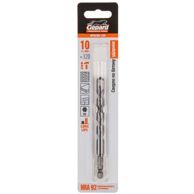Сверло по бетону Gepard GP0230-120 10х120мм шестигранный 202₽