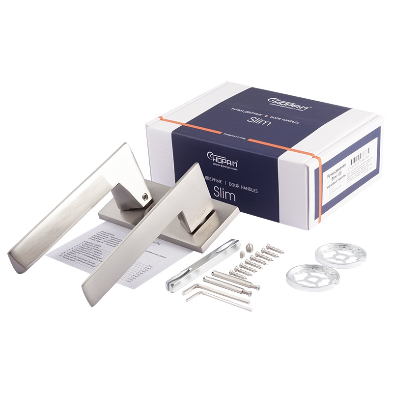 Ручка дверная Нора-М 130K Slim 18614, Мат. никель в Рыбинске