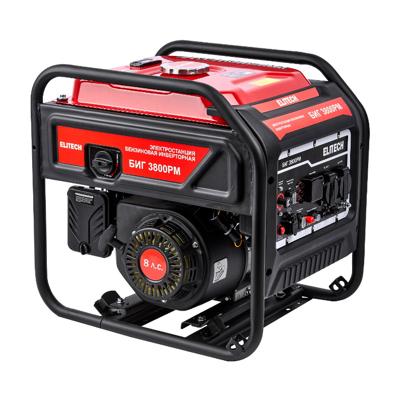 Генератор бензиновый Elitech БИГ 3800РМ 204587, инв, 4-т, мак3/ном2, 8кВт, т/б-15л