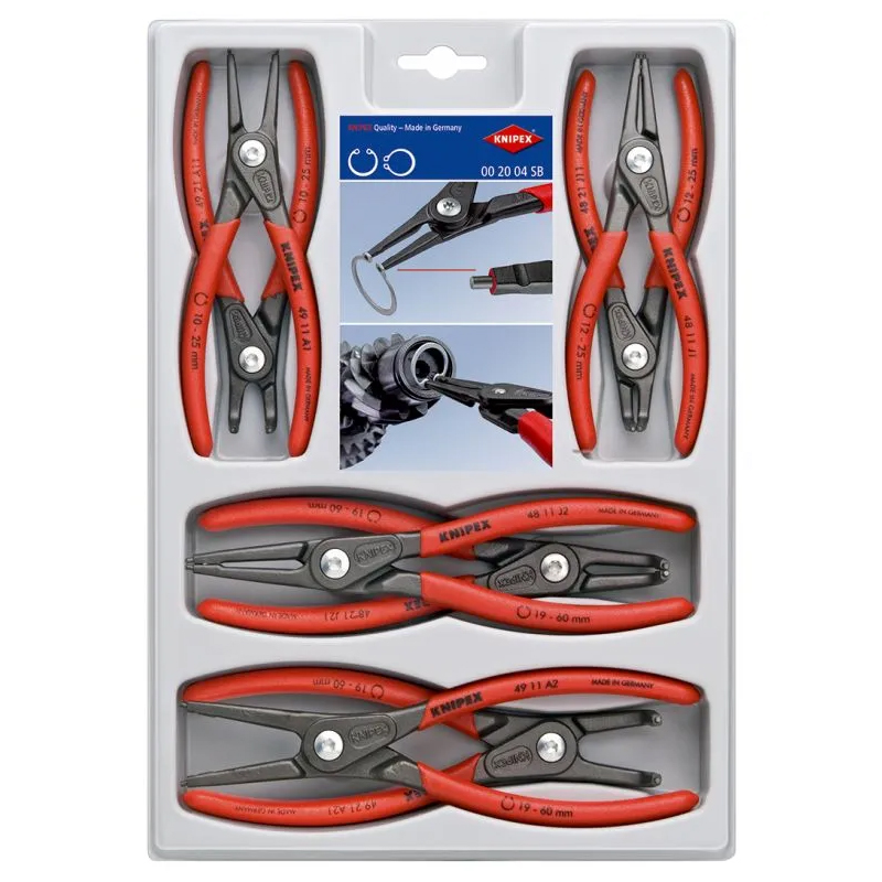 Набор прецизионных щипцов Knipex KN-002004SB для стопорных колец 8 предм 37453₽