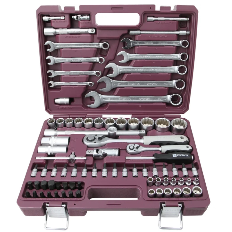 Набор инструмента универсальный Thorvik UTS0082/12 052805, 1/4", 1/2"DR с головками торцевыми 12-гранными, 82 предмета в Нижнем Новгороде