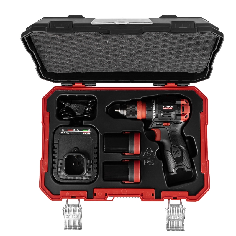 Дрель аккумуляторная Elitech CD 16UL2 214224 (E2201.078.01),б/щет многоф,16В,2х2.0Ач,E-Power в Рыбинске