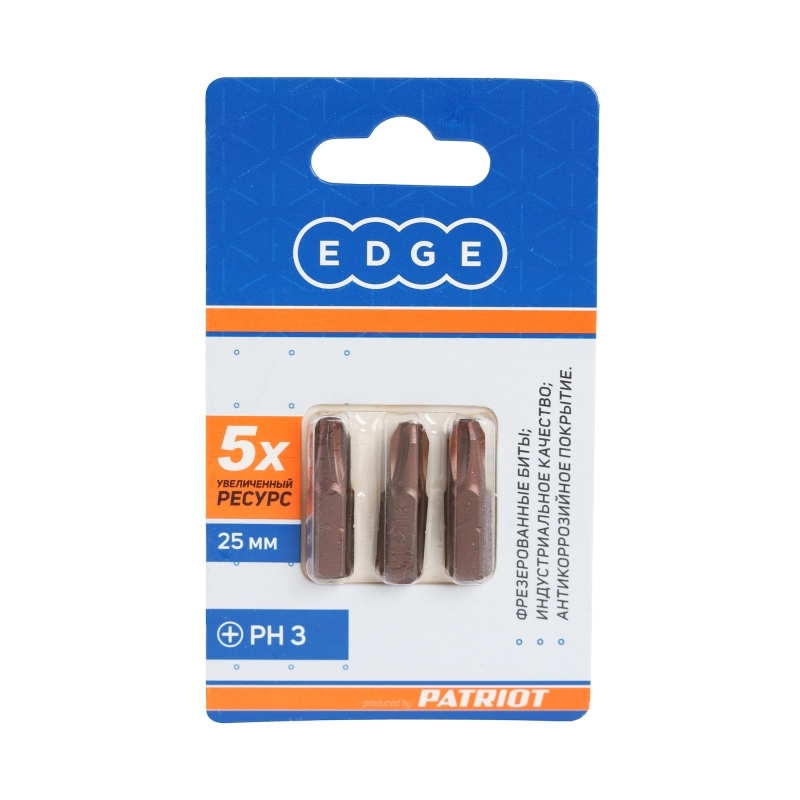 Бита EDGE by Patriot 818010010 PH3 сталь S2 длина 25 мм 3шт 94₽