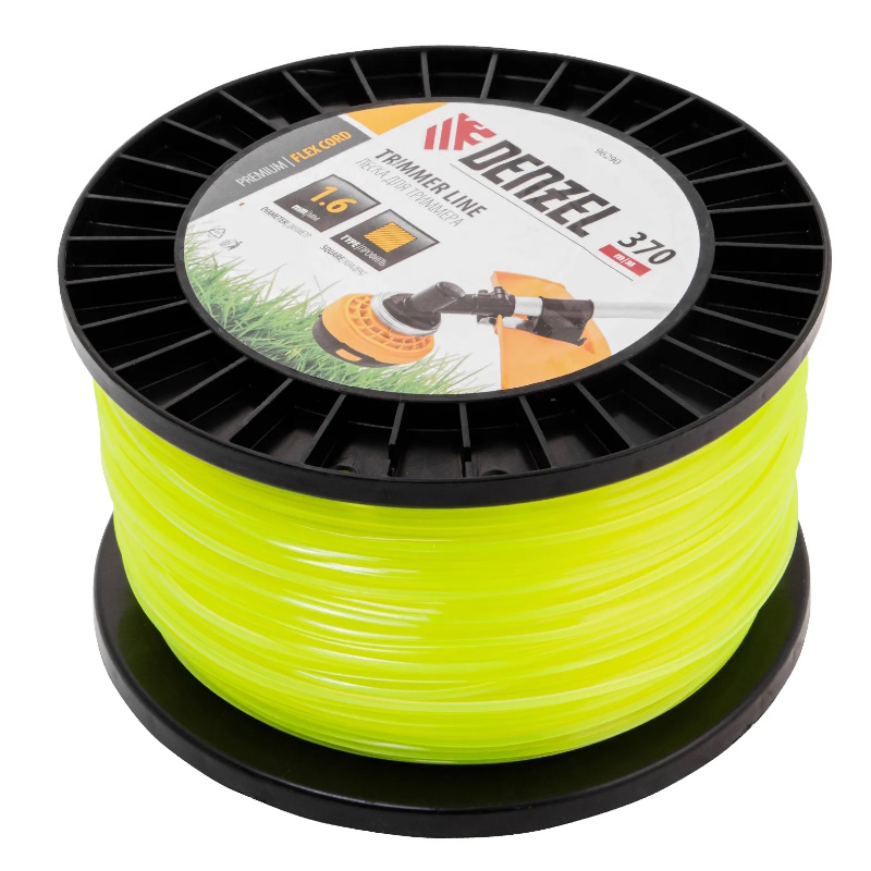Леска для триммера Denzel FLEX CORD 96290, квадрат 1,6мм х 370м, на DIN катушке  в Муроме