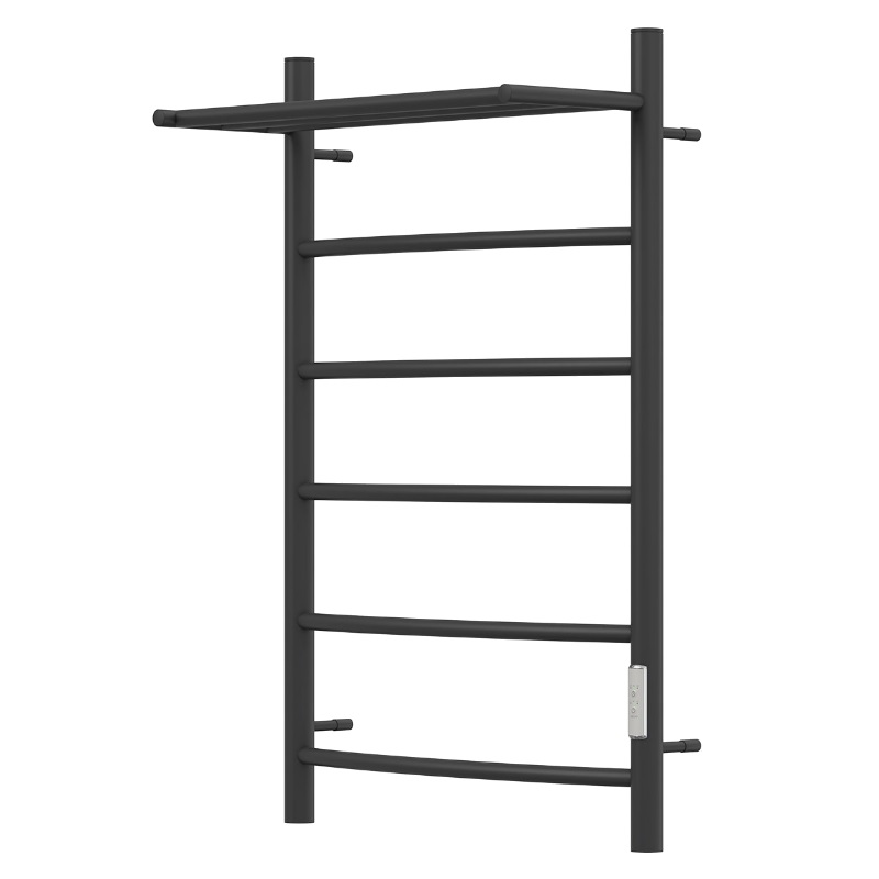 Полотенцесушитель электрический Point PN04858PB П5, Афина, 500x800, с полкой, диммер справа, черный в Ярославле