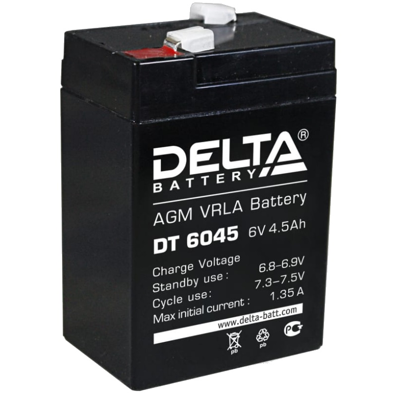 Аккумулятор Delta DT 6045 (AGM, ток 6 в, емкость 4.5 ампер/час)