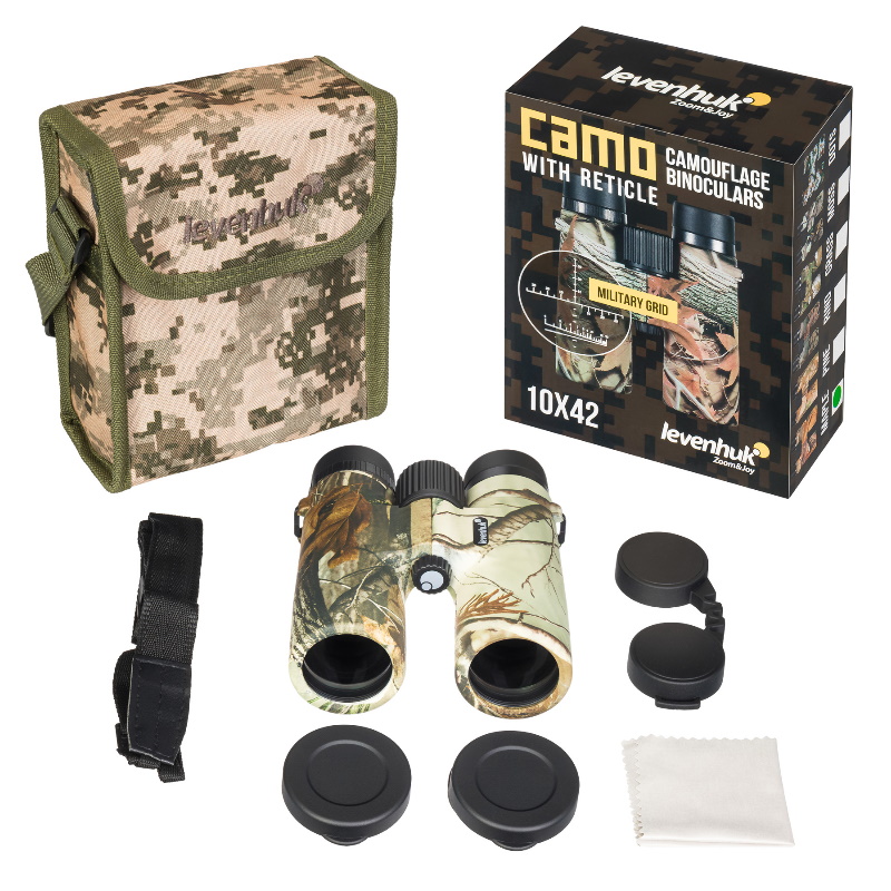 Бинокль камуфляжный Levenhuk Camo 81928, 10x42, с сеткой в Иваново