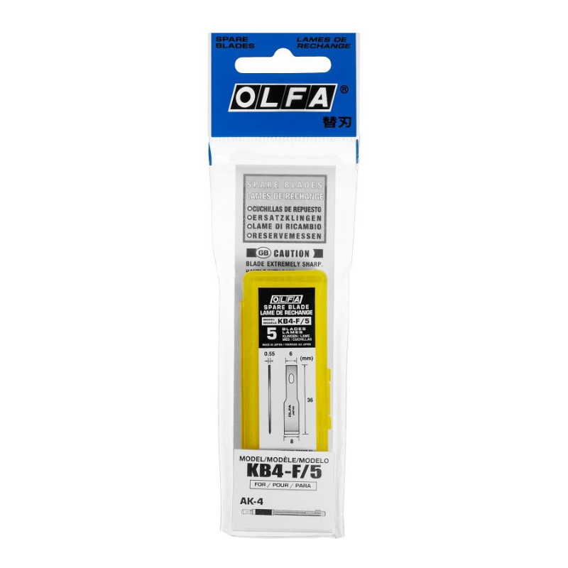 Лезвия Olfa OL-KB4-F/5 лопаточные, для ножа AK-4, 6(8)х35,5х0,55 мм, 5 шт. в Костроме