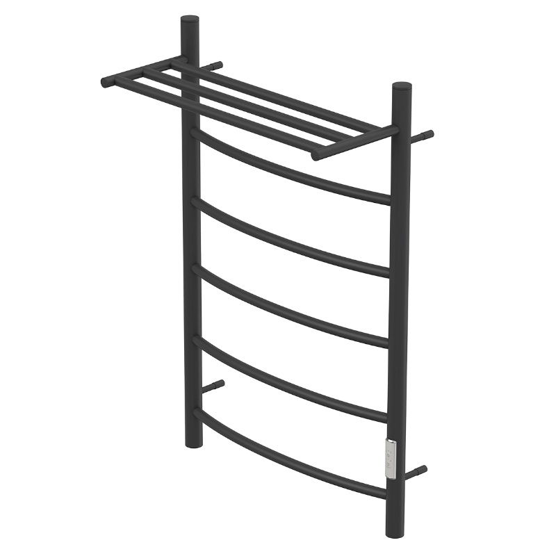 Полотенцесушитель электрический Point PN04858PB П5, Афина, 500x800, с полкой, диммер справа, черный в Ярославле