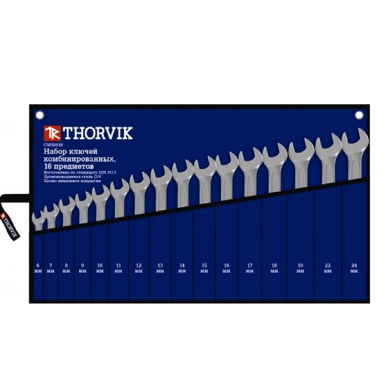 Набор ключей комбинированных в сумке Thorvik CWS0016 (размер 6-24 мм, 16 предметов)