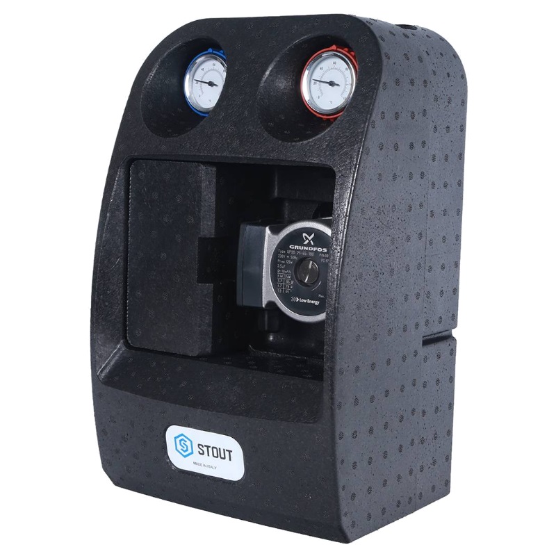 Насосная группа с теплообменником Stout SDG-0038-182502, 18 пластин, с насосом Grundfos UPSO 25-65/180, в теплоизоляции в Иваново