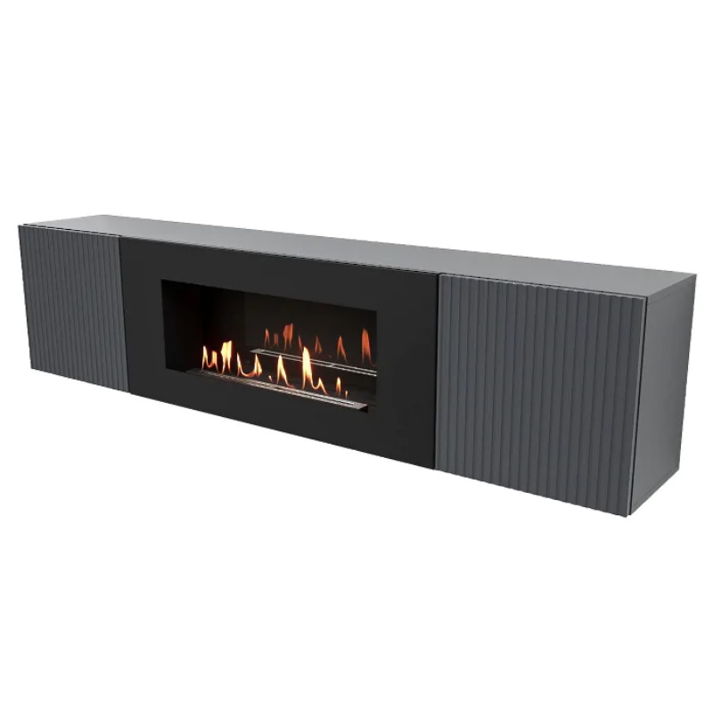 Тумба с биокамином Firelight BFP-P1700L НС-1627913, графит